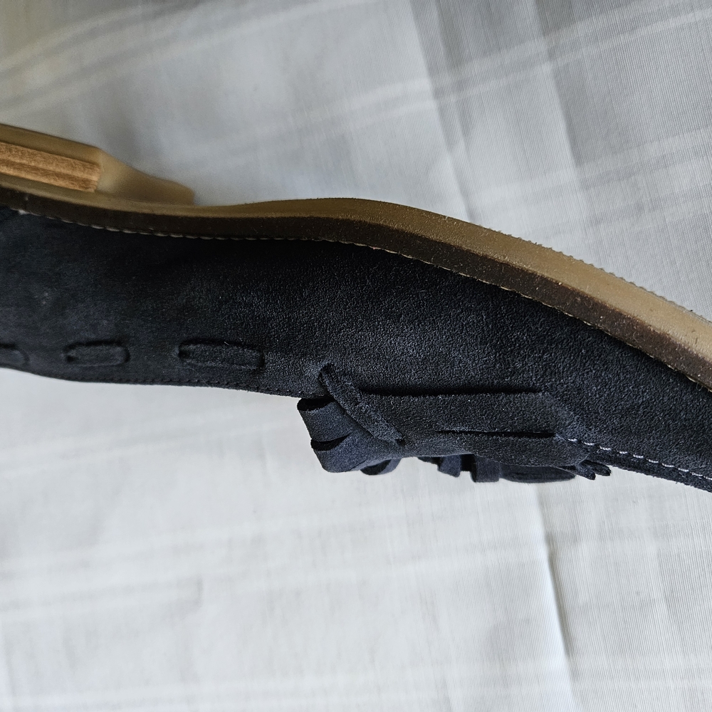 Tassel Suede Loafers - Navy Blue Women’s Flats - Picture 6 of 7
